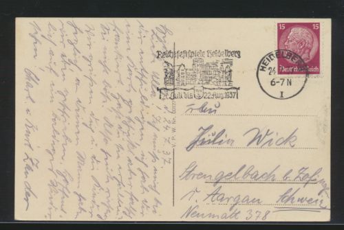 Ansichtskarte Heidelberg Total EF 15 Pfg. Hindenburg SST Reichsfestspiele