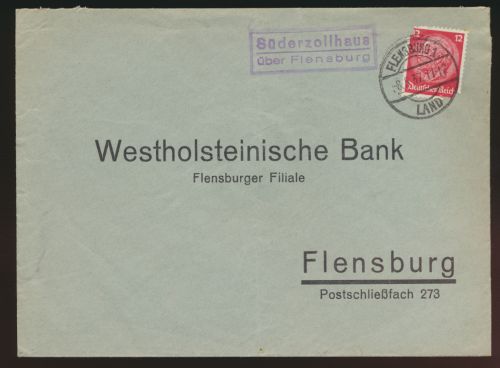 Landpoststempel Süderzollhaus über Flensburg Schleswig Holstein Deutsches Reich