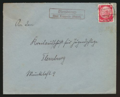Landpoststempel Stenderup über Kappeln Schlei Schleswig Holstein Deutsches Reich