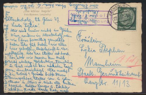 Landpoststempel Westerholz über Flensburg Schleswig Holstein Deutsches Reich EF