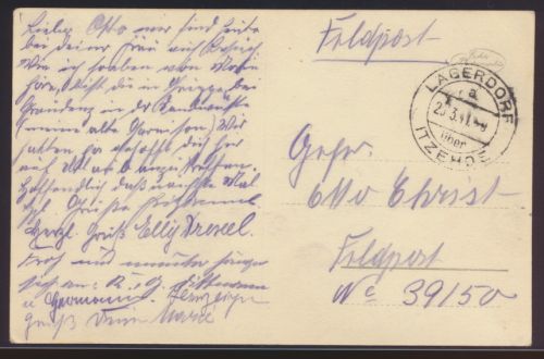 Landpoststempel Feldpost Lägerdorf über Itzehoe Deutsches Reich a. Ansichtskarte