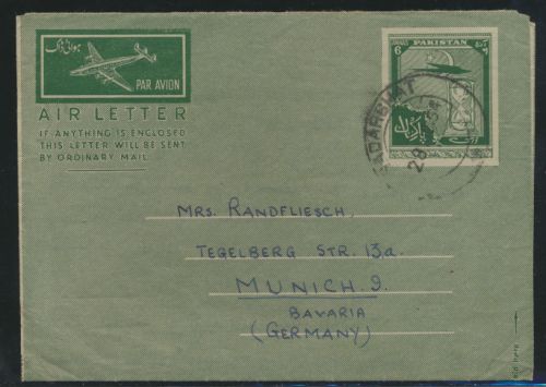 Flugpost Pakistan airmail Bangladesch nach München Aerogramm postal stationery