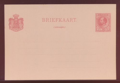 Surinam Ganzsache Karte 2 1/2c postal stationery King Wilhelm