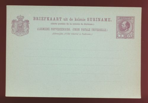 Surinam Ganzsache Karte 5 cent postal stationery King Wilhelm