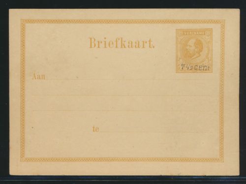 Surinam Ganzsache Karte 7 1/2 auf 12 1/2 postal stationery King Wilhelm
