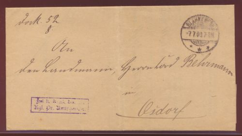 Deutsches Reich Dienst Brief Blankenese Hamburg n. Alsdorf auf kompl. Vordruck