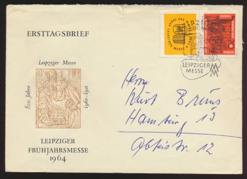 DDR Brief Zusammendruck Frühjahrsmesse Leipzig nach Hamburg