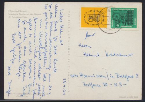 DDR Ansichtskarte Zusammendruck Frühjahrsmesse Wolgast Asemissen Bielefeld
