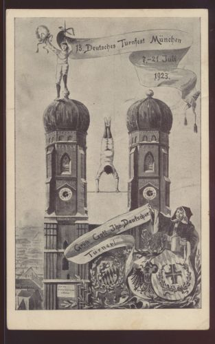 Sport Deutsches Reich Privatganzsache München 13. Turnfest Frauenkirche mit selt