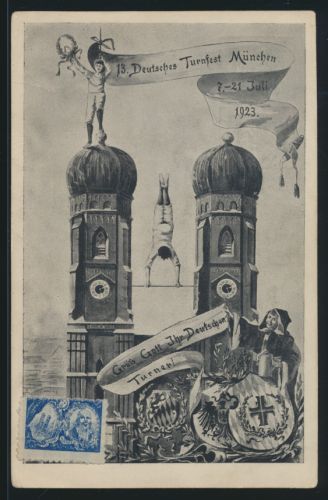 Sport Deutsches Reich Privatganzsache München 13. Turnfest Frauenkirche + selt.