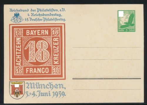 Flugpost air mail Deutsches Reich Privatganzsache München Philatelie 1939