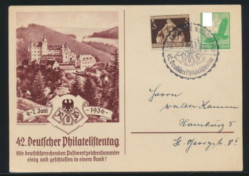 Flugpost air mail Deutsches Reich Privatganzsache Philatelie 1936 nach Hamburg