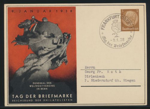 Deutsches Reich Privatganzsache Hindenburg SST Frankfurt Oder Philatelie 1938