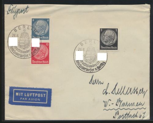 Deutsches Reich Brief Zusammendruck Hindenburg Propaganda K2 Berlin D. Horthy
