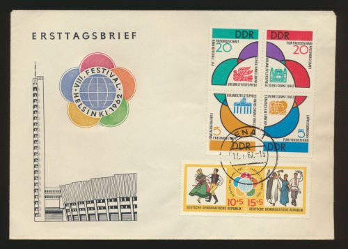 DDR Brief Zusammendruck 901-904 Jugend + Studenten Weltfestspiele Jena FDC