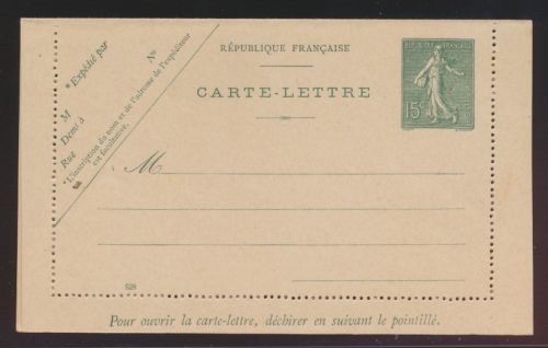 Frankreich Privatganzsache Kartenbrief 15c Säerin grün France postal stationery