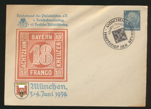 Deutsches Reich Privatganzsache Umschlag 4 Pfg Hindenburg SST München Philatelie