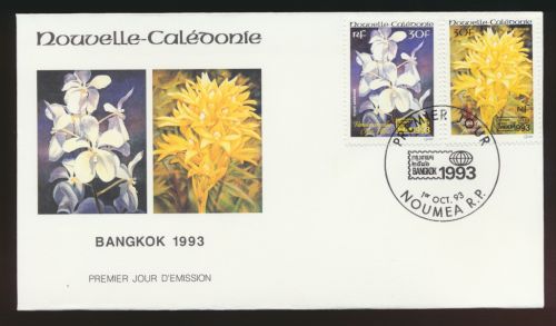 Rouvelle Caledonie Neukaledonien Brief Motiv Blumen Bankkok 1993