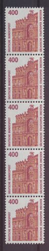 Bund Sehenswürdigkeiten SWK 1562 Rollenmarken 5er Streifen mit rückkseitiger Nr.