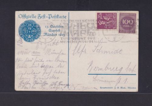 Ansichtskarte 13. Turnfest München mit entspr. Sonderstempel Sport Turnen