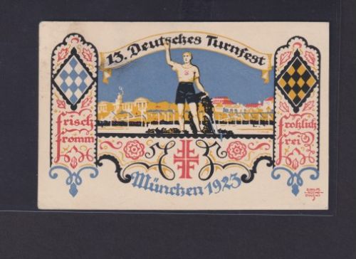 Ansichtskarte Deutsches Reich Künstler 13. Turnfest München Sport Turnen