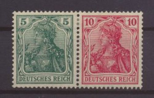 Deutsches Reich Zusammendruck Germania W 7 II Luxus ungebraucht