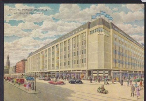 Ansichtskarte Hamburg Mönckenbergstrasse Karstadt Haus Strassenbahn Verkehr