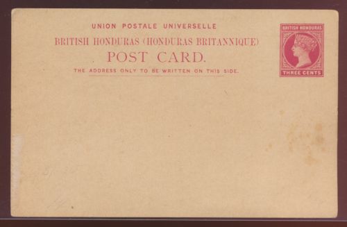 Britisch Honduras Ganzsache 3 c Queen Victoria postal stationery