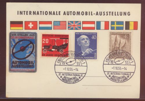 Bund Berlin Auto Ausstellung Sonderkarte mit schöner Vignette und Frankatur