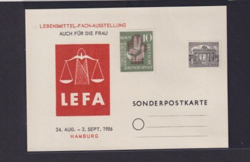 Bund Sonderkarte Hamburg Lebensmittel Fach Ausstellung LEFA 1956