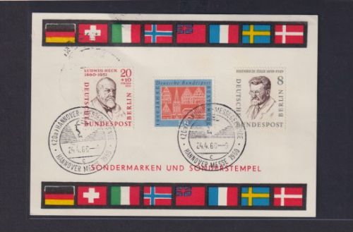 Bund Berlin Sonderkarte Hannover Messe Fahnen Länder Europa 1960