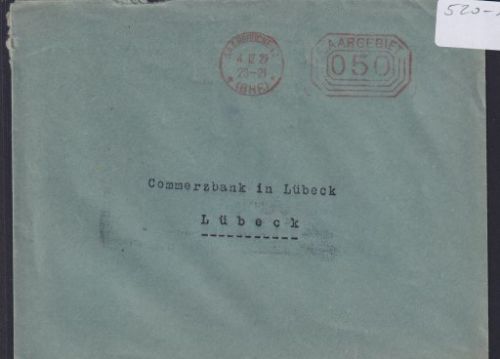 Bahnpost Saar Brief AFS Absenderfreistempel 050 Saarbrücken Bahnhof nach Lübeck