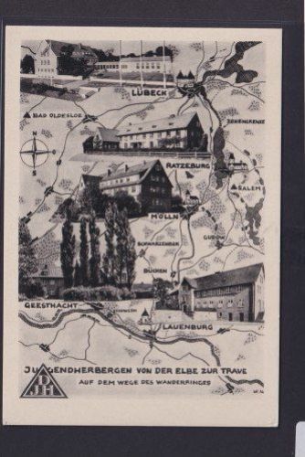 Ansichtskarte Elbe Schleswig Holstein Jugendherbergen Lauenburg Bad Oldeslohe