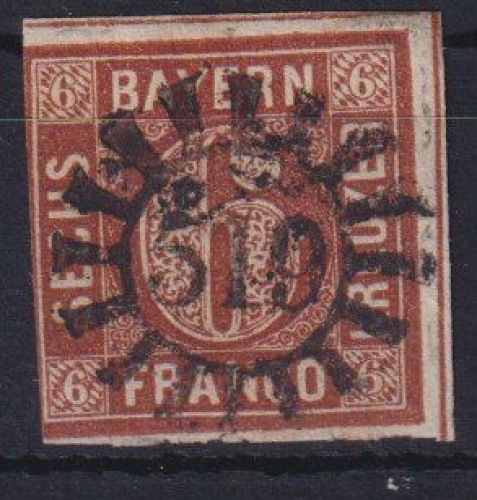 Altdeutschland Bayern 4 II mit zwei Trennlinien Mühlradstempel 519