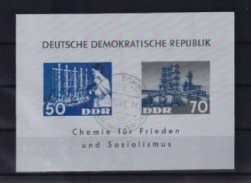 DDR Block 18 Chemische Industrie Luxus gestempelt Landpoststempek Dohna über