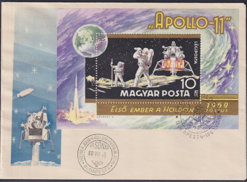 Flugpost Weltraum Raumfahrt Space Apollo 11 Ungarn Block 72 A Brief bemannte