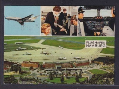 Ansichtskarte Hamburg Flughafen Cockpit nach Dannenberg Niedersachsen