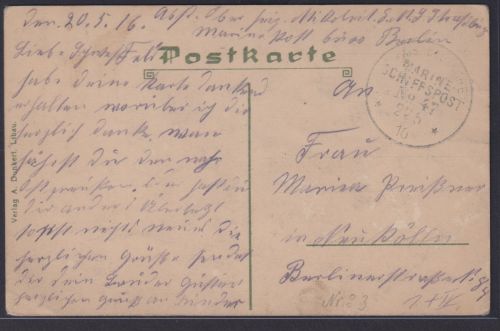 MSP Marine Schiffspost Nr. 47 auf sehr guter Ansichtskarte Libau Liepāja
