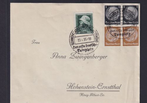Deutsches Reich Zusammendruck Hindenburg Viererblock S115 Schnepfenthal Rödichen