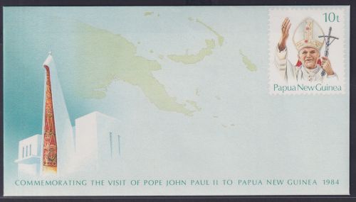 Papua Neuguinea New Guinea Ganzsache Papst Paul II Religion Kirche postal