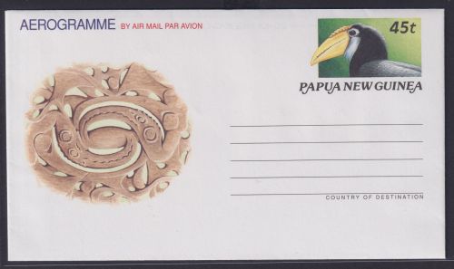 Papua Neuguinea New Guinea Ganzsache Aerogramm Vögel Birds Tiere Nashornvogel