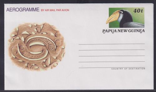 Papua Neuguinea New Guinea Ganzsache Aerogramm Vögel Birds Tiere Nashornvogel