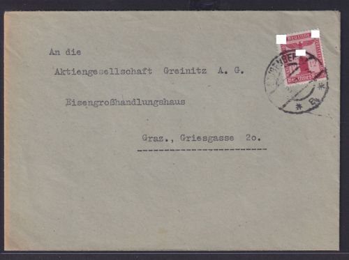 Deutsches Reich Brief Dienst EF 12 Pfg Adler Kaufhaus Unna Doppelhofer nach Graz