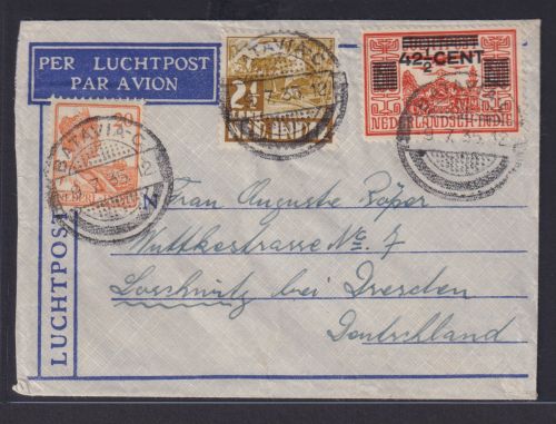 Niederlande Flugpost Niederländisch Indien Luftpost Brief MIF Batavia Loschwitz