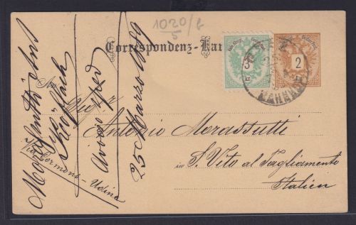 Bahnpost Österreich Ganzsache 2 Kr. Doppeladler + ZuF 3 Kr. geschrieben Höflach