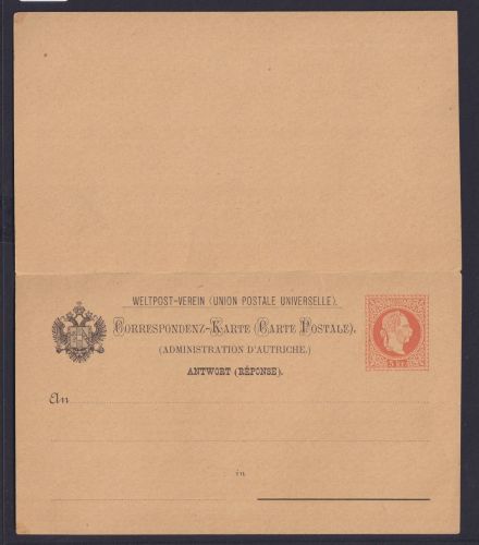 Österreich Ganzsache Frage & Antwort 5 Kr. Kaiser Franz Joseph