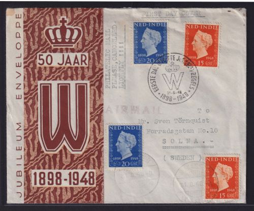 Flugpost Asien Niederländisch Indien Brief 50 Jahre Regentschaft Königin