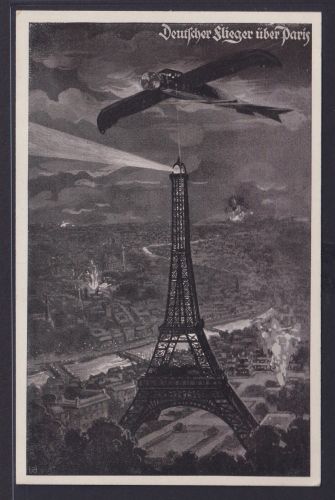 Ansichtskarte Flugzeug über Paris Eifelturm Frankreich Deutscher Luftflotten