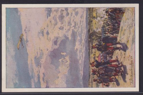 Ansichtskarte Flugzeug Beschießung einer deutschen Taube Künstlerkarte Signiert