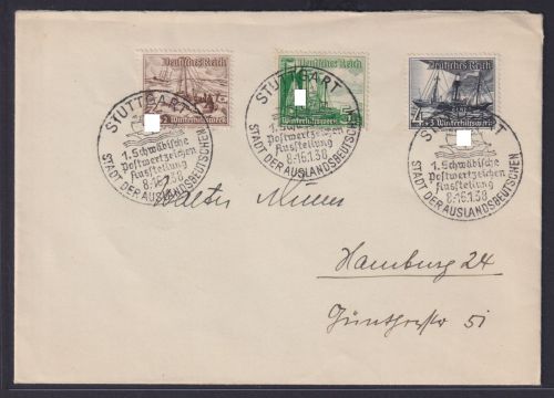 Deutsches Reich Brief MIF WHW Schiffe Schifffahrt m. 3 attraktiven Sonderstempel